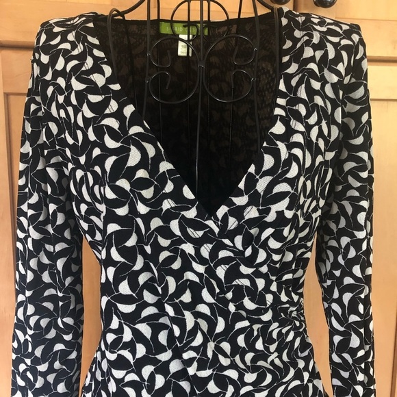 Sigrid Olsen Tops - Sigrid Olsen Black and White Faux Wrap Front Top Small